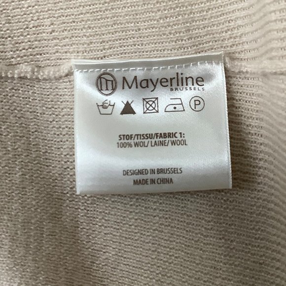 Mayerline Brussels Sweater Vest Women SIze Large 100% Wool Cream Tan FLAW - Picture 4 of 7